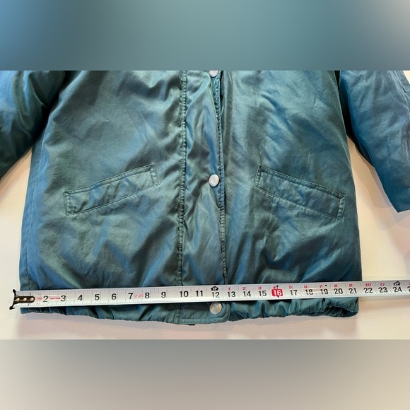 London Fog Vintage Green Coat Puffer Pockets Women’s Small Dark Sage - Picture 7 of 15
